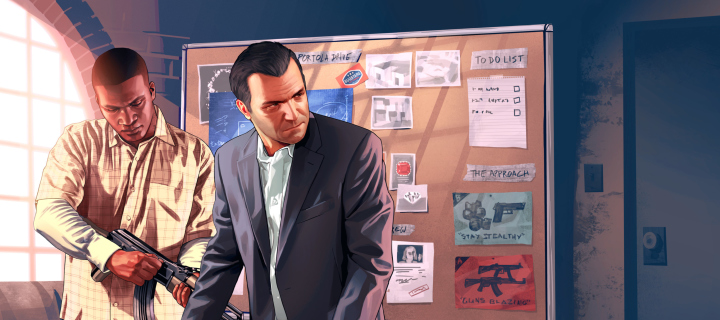 Fondo de pantalla Grand Theft Auto V, Mike Franklin 720x320