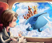Fantasy Boy and Whale wallpaper 176x144
