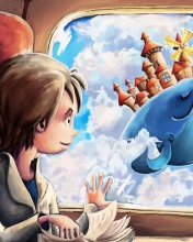 Fantasy Boy and Whale wallpaper 176x220