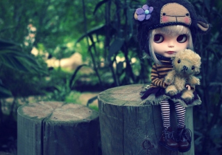 Cute Doll With Teddy Bear Wallpaper for Android, iPhone and iPad