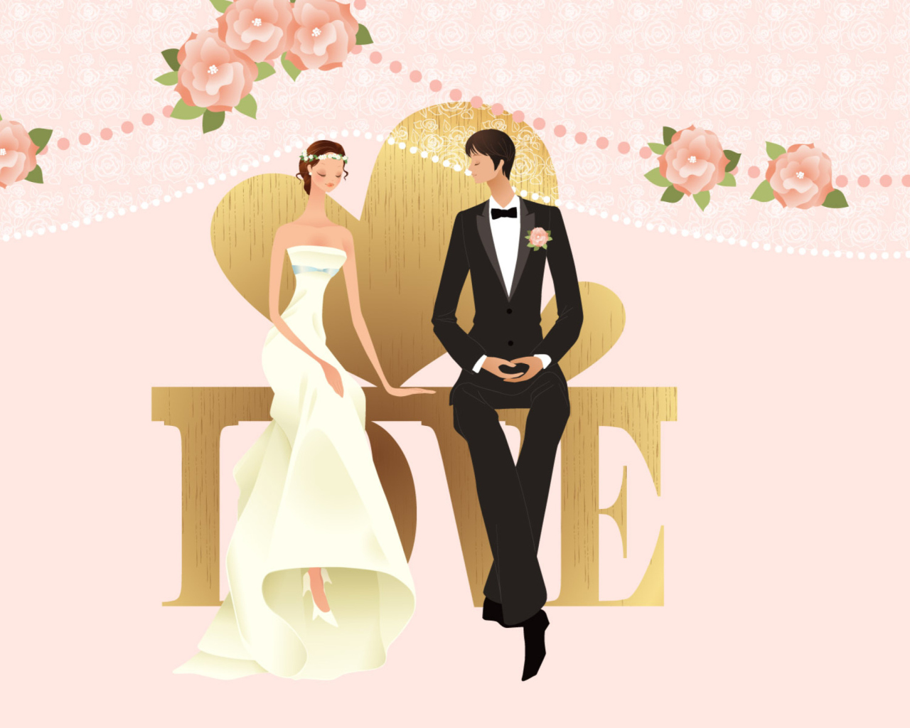 Romantic Couples Wedding Bride screenshot #1 1280x1024