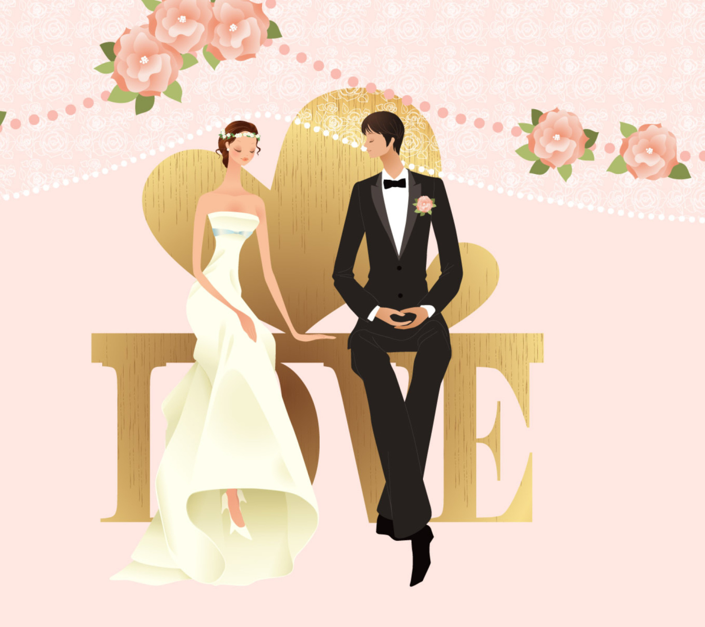 Fondo de pantalla Romantic Couples Wedding Bride 1440x1280