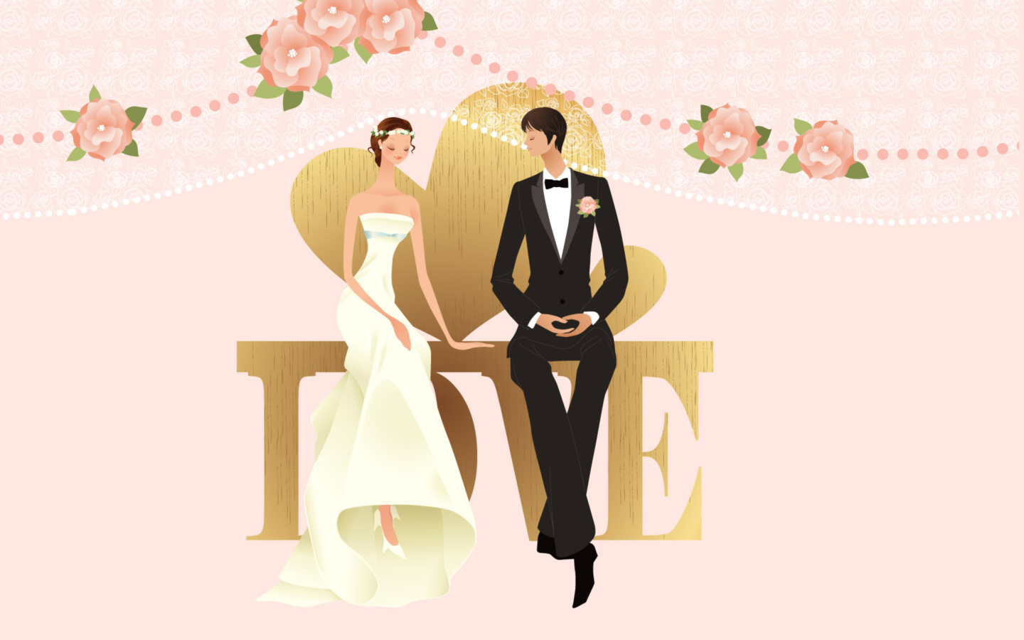 Romantic Couples Wedding Bride wallpaper 1440x900