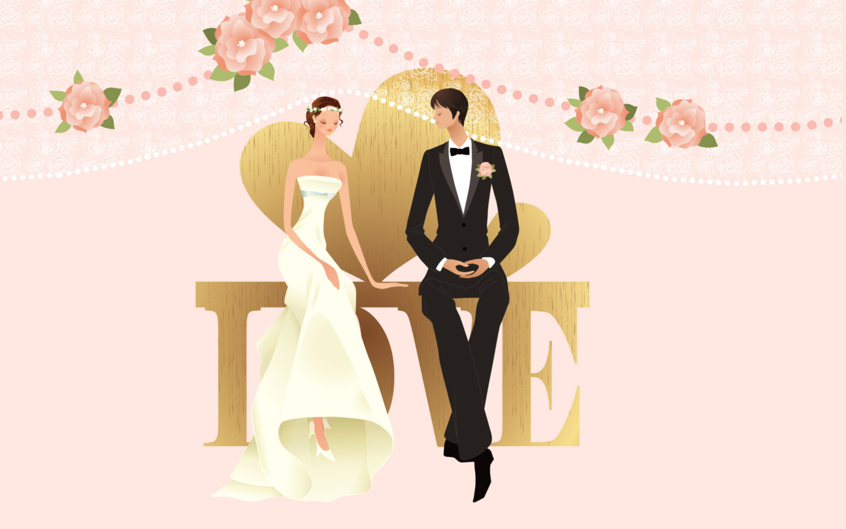 Обои Romantic Couples Wedding Bride 1680x1050