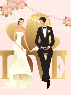 Das Romantic Couples Wedding Bride Wallpaper 240x320