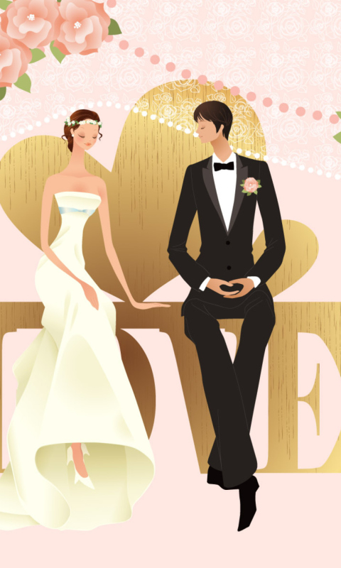 Romantic Couples Wedding Bride wallpaper 480x800