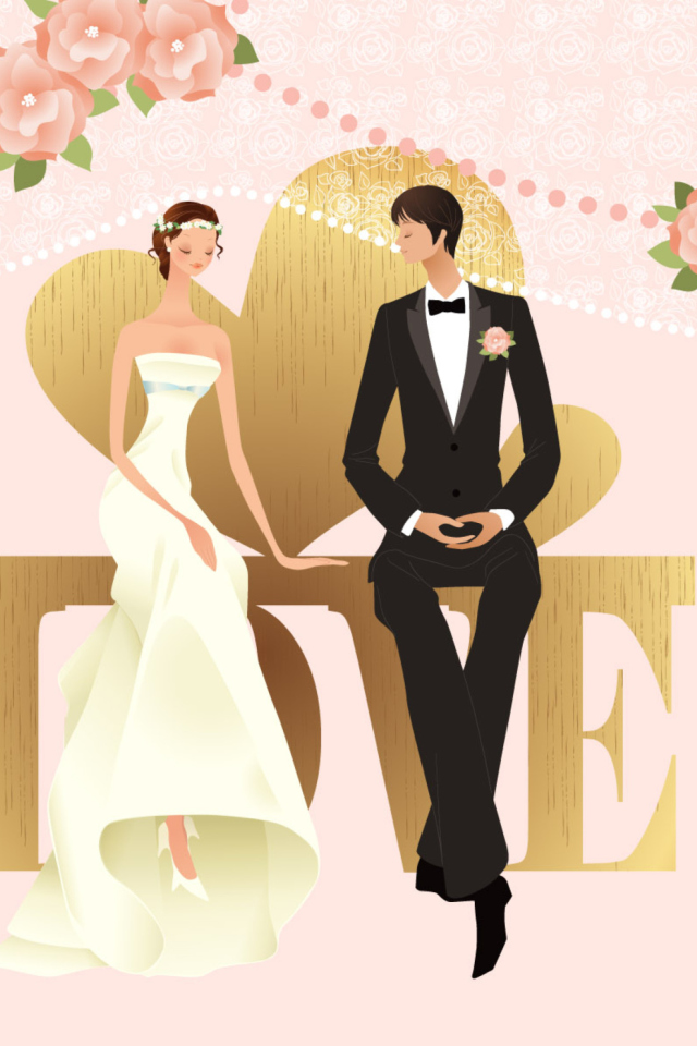 Fondo de pantalla Romantic Couples Wedding Bride 640x960