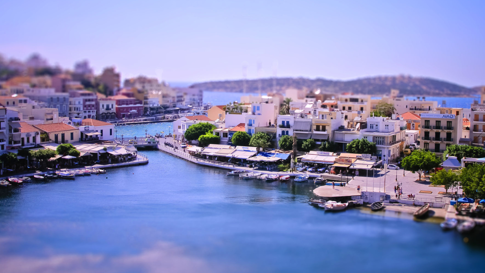 Sfondi Tilt shift Photo Bay in Greece 1920x1080