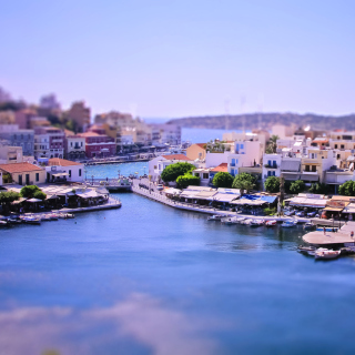 Tilt shift Photo Bay in Greece Background for iPad