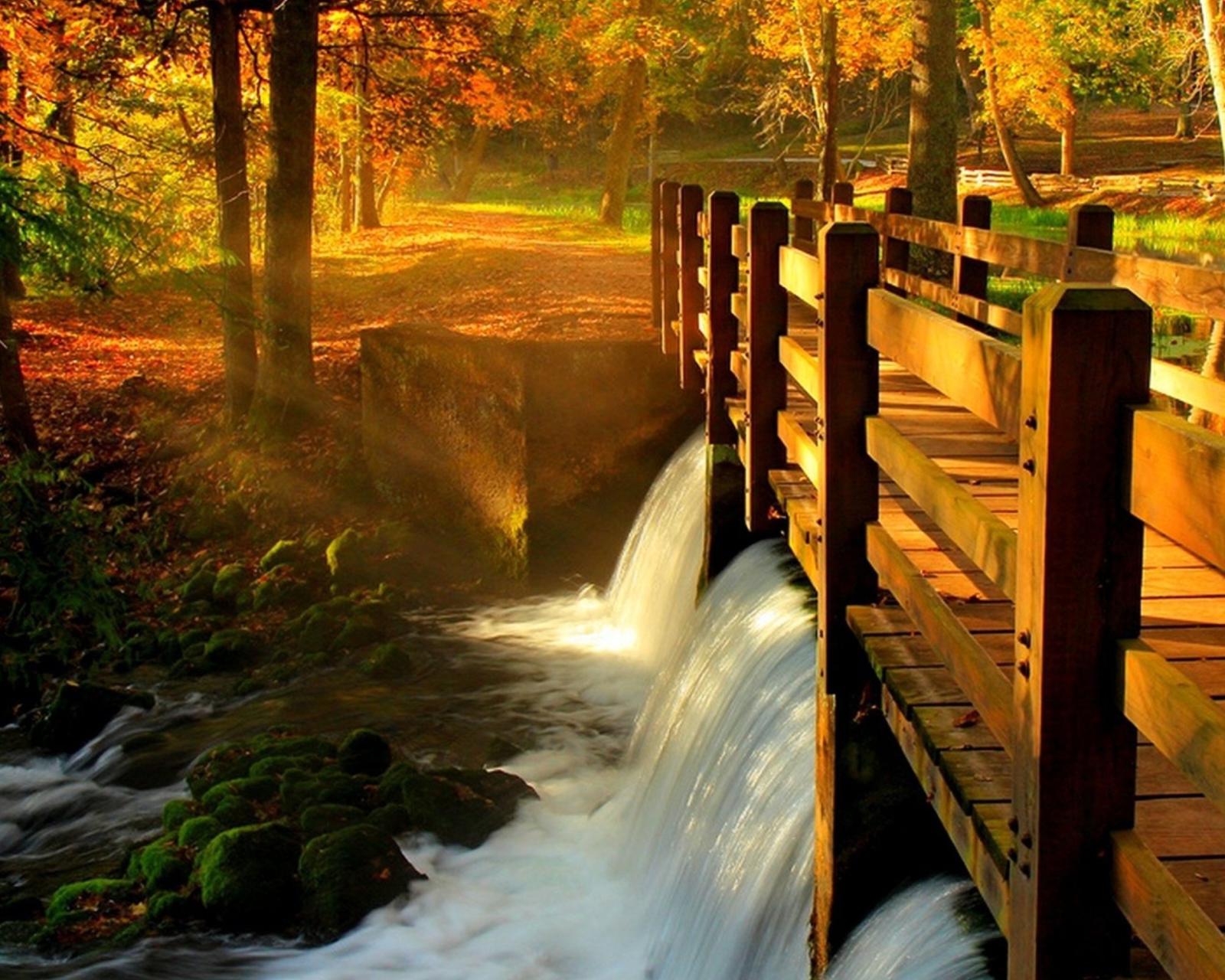 Fondo de pantalla Wonderful Autumn Waterfall 1600x1280