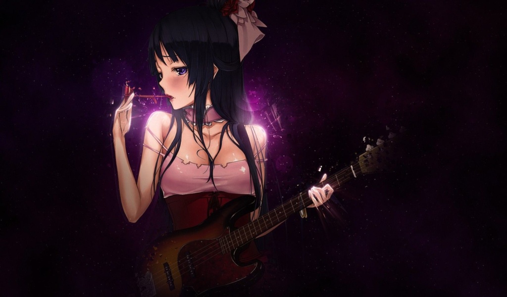 Sfondi Anime Girl with Guitar 1024x600