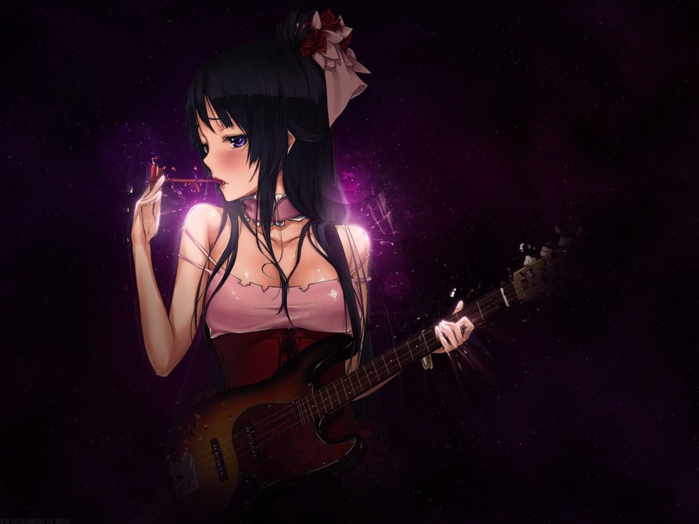 Anime Girl with Guitar wallpaper 1400x1050