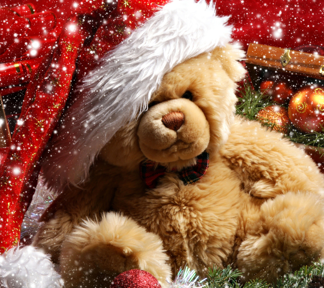 Das Christmas Teddy Bear Wallpaper 1080x960