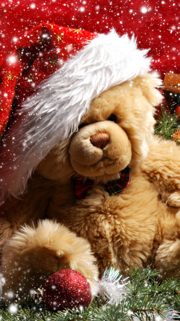 Das Christmas Teddy Bear Wallpaper 360x640