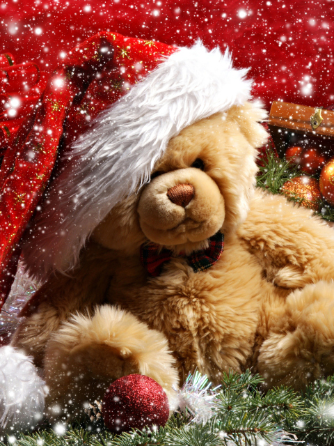 Christmas Teddy Bear wallpaper 480x640
