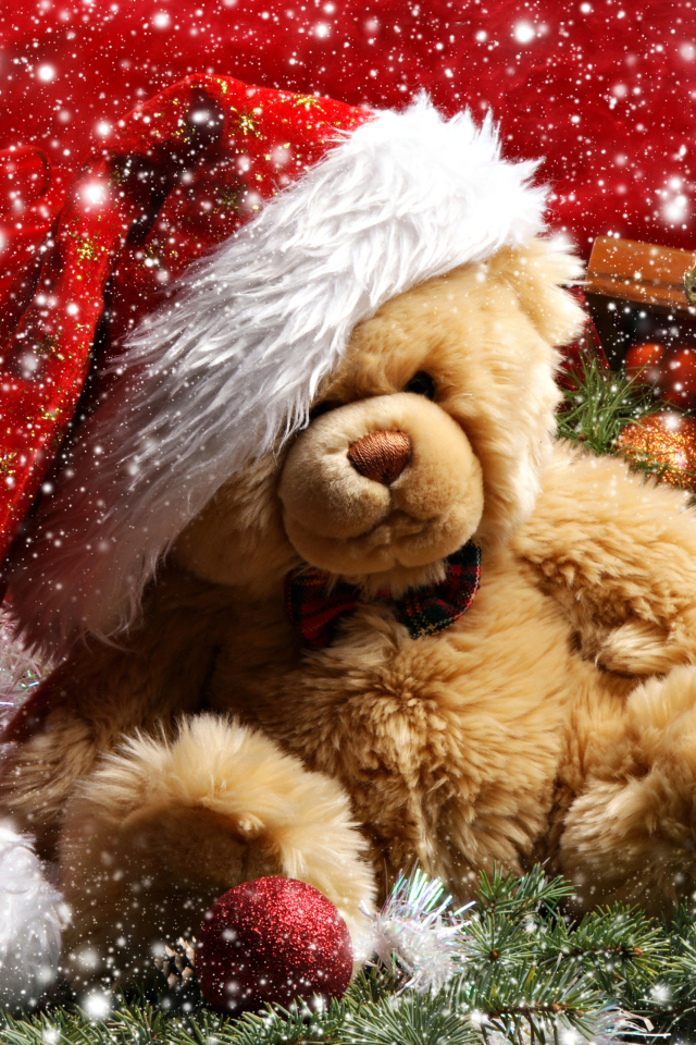 Christmas Teddy Bear wallpaper 640x960