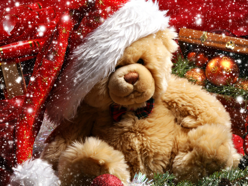 Das Christmas Teddy Bear Wallpaper 800x600