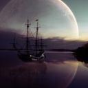 Sfondi Fantasy Ship Moon Reflection 128x128
