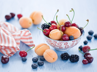 Das Plate Of Fruits And Berries Wallpaper 320x240