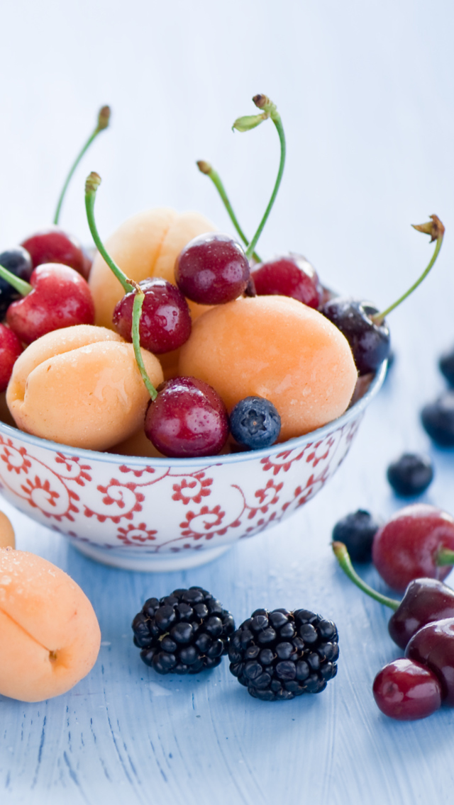 Plate Of Fruits And Berries wallpaper 640x1136