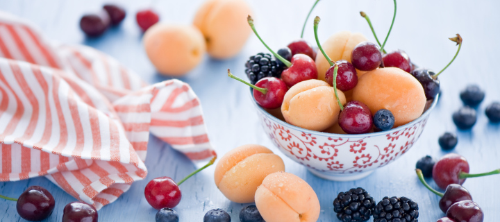 Fondo de pantalla Plate Of Fruits And Berries 720x320