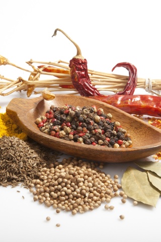 Spices and black pepper wallpaper 320x480