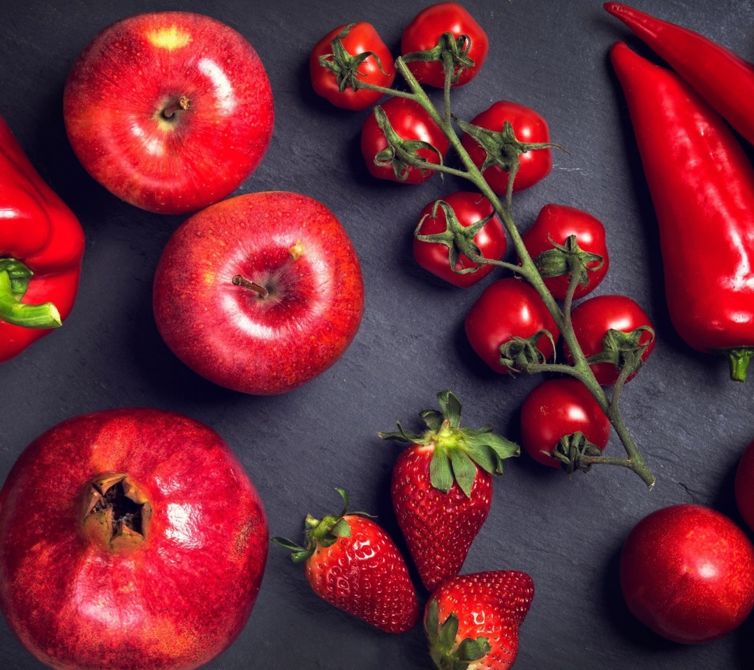 Fondo de pantalla Red fruits and vegetables 1080x960