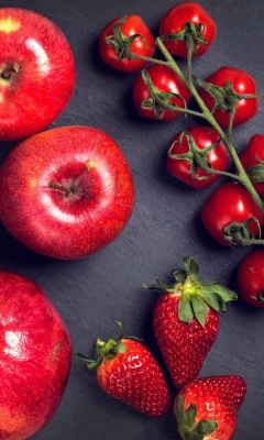 Fondo de pantalla Red fruits and vegetables 240x400