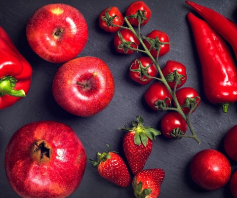 Red fruits and vegetables wallpaper 480x400