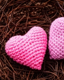 Fondo de pantalla Knitted Pink Heart 128x160