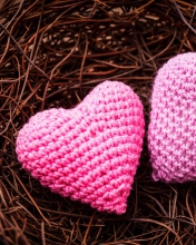 Fondo de pantalla Knitted Pink Heart 176x220