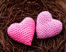 Обои Knitted Pink Heart 220x176