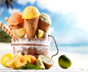 Das Meltdown Ice Cream on Beach Wallpaper 176x144