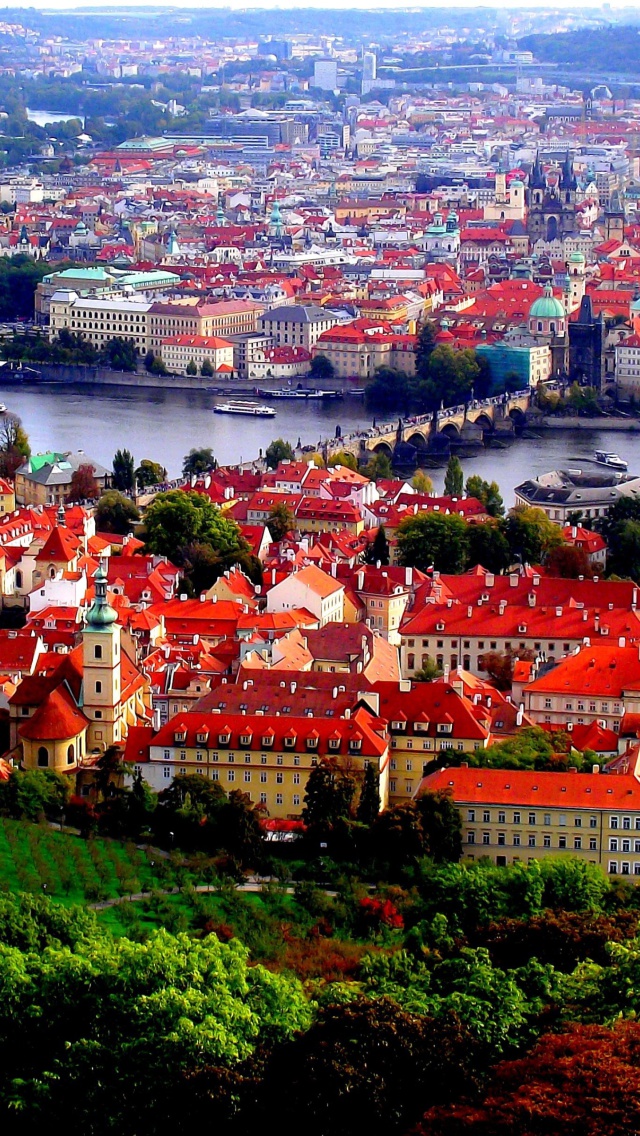 Fondo de pantalla Prague Red Roofs 640x1136
