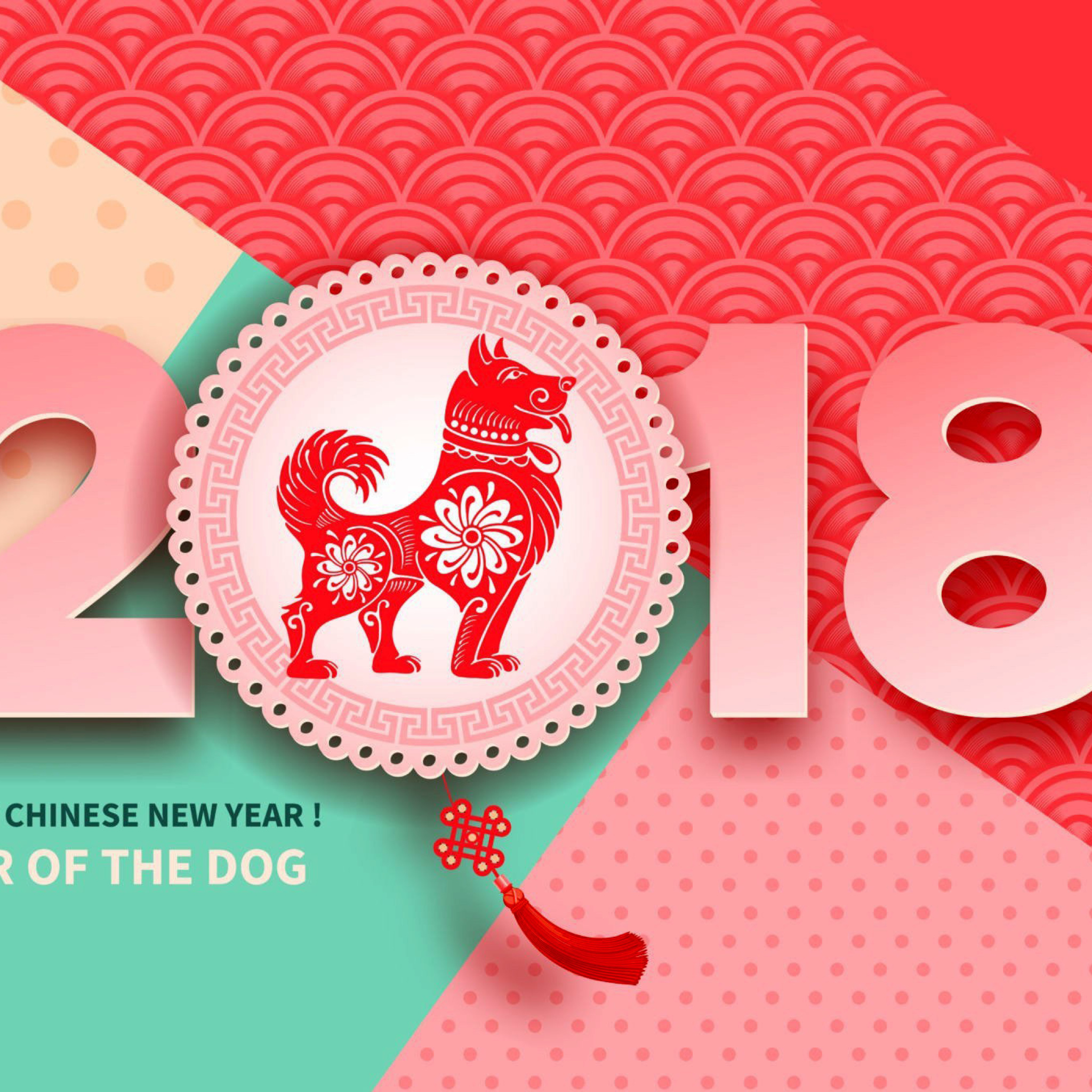 2018 New Year Chinese year of the Dog wallpaper 2048x2048