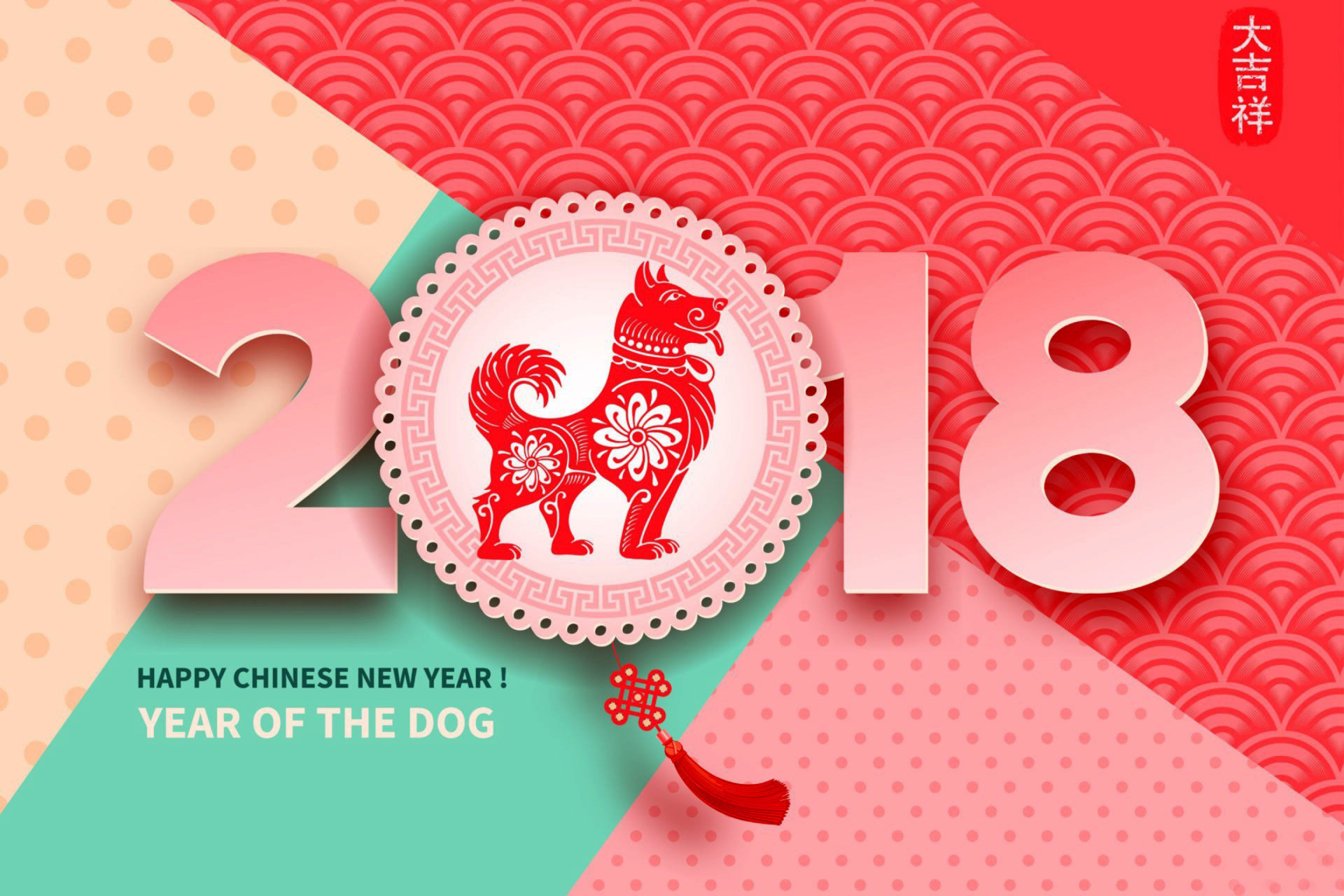 Обои 2018 New Year Chinese year of the Dog 2880x1920