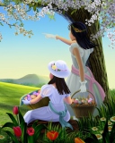 Easter Lady Spring wallpaper 128x160