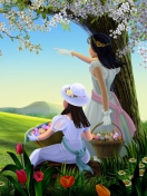 Das Easter Lady Spring Wallpaper 132x176