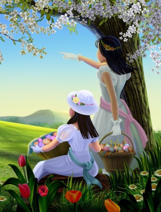 Easter Lady Spring sfondi gratuiti per Samsung I8350 Omnia W