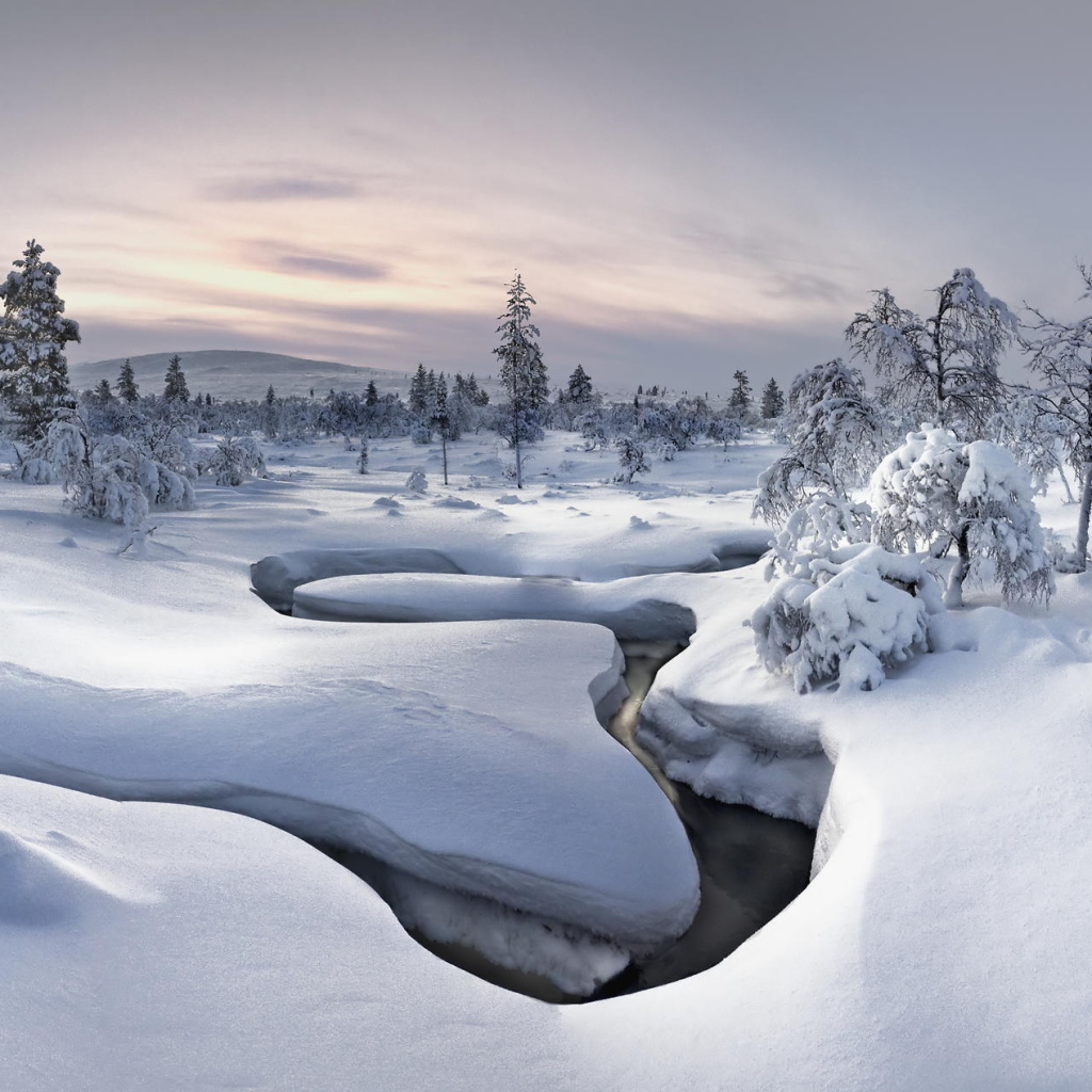 Winter River wallpaper 1024x1024