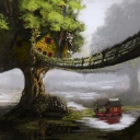 Das Fantasy Tree House Wallpaper 128x128