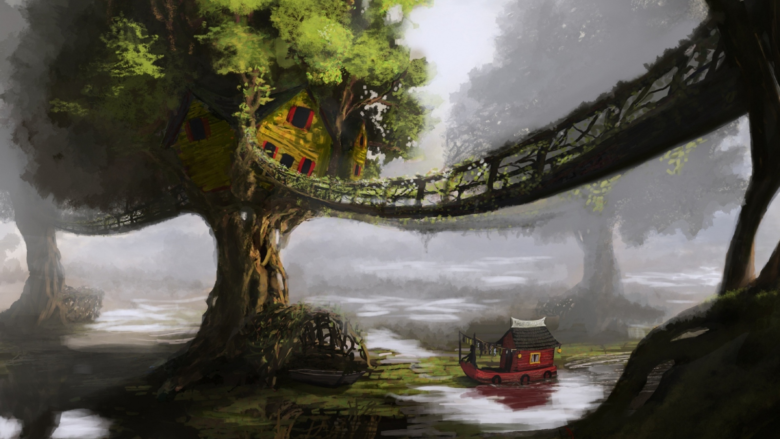 Fondo de pantalla Fantasy Tree House 1600x900