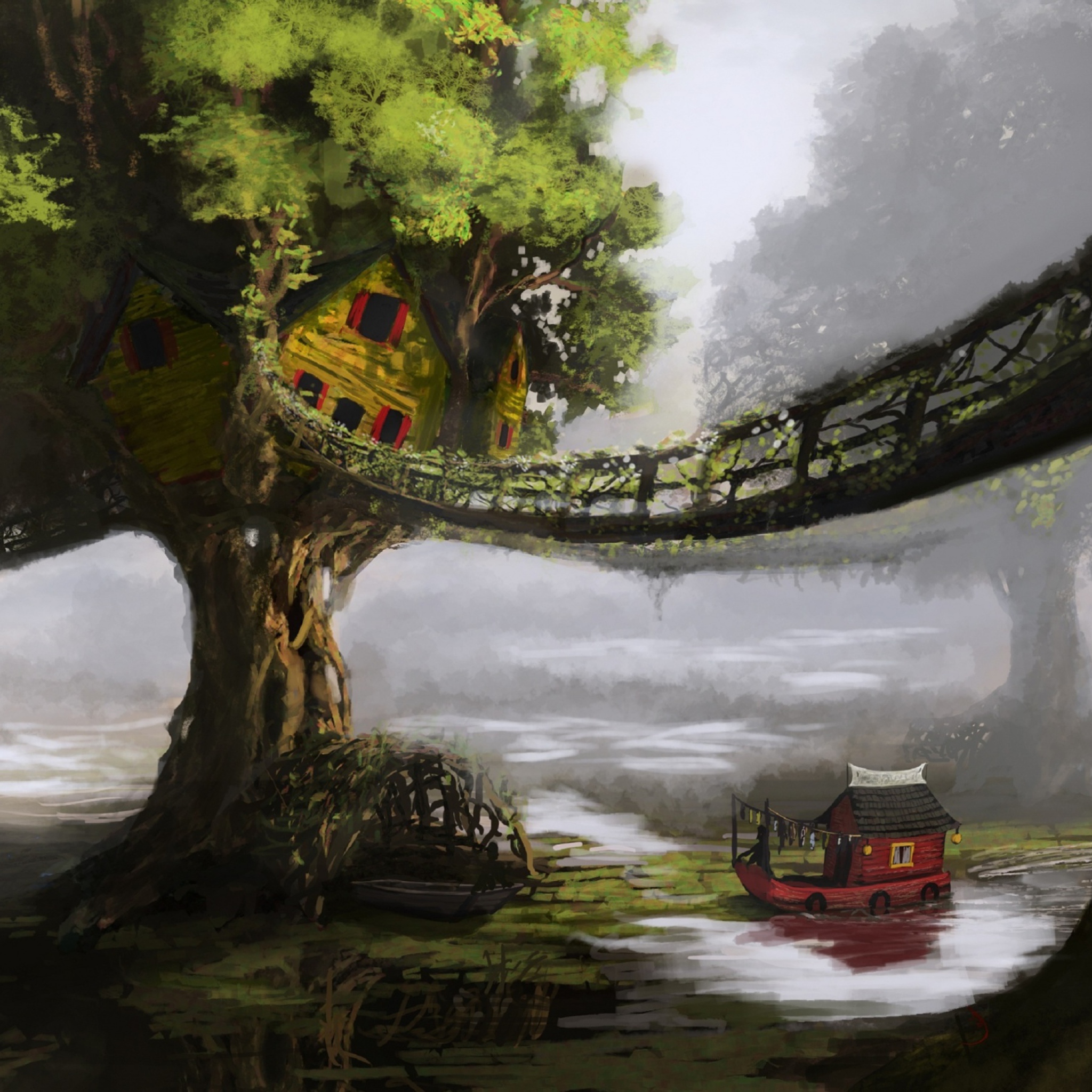 Fondo de pantalla Fantasy Tree House 2048x2048