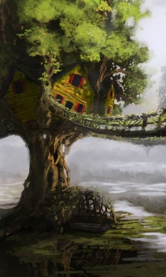Das Fantasy Tree House Wallpaper 240x400