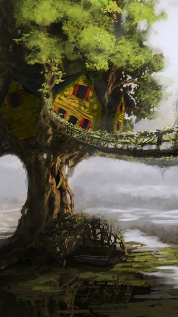 Das Fantasy Tree House Wallpaper 360x640