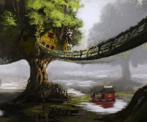 Fondo de pantalla Fantasy Tree House 480x400