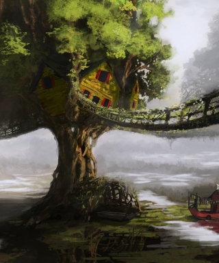Kostenloses Fantasy Tree House Wallpaper für Samsung Finesse