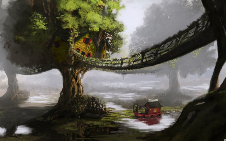 Fondo de pantalla Fantasy Tree House