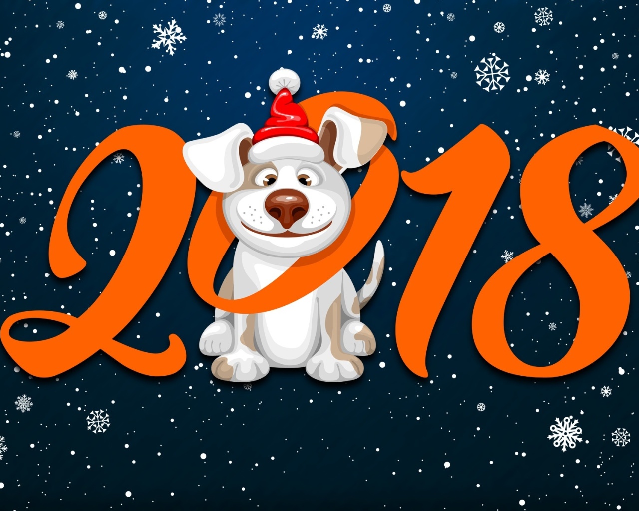 Das New Year Dog 2018 with Snow Wallpaper 1280x1024