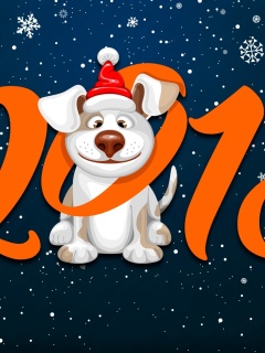 Das New Year Dog 2018 with Snow Wallpaper 240x320